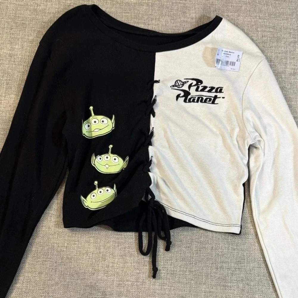 Disney Toy Story Pizza Planet Alien Lace Up Colorblock LongSleeve Girls XL 14/16